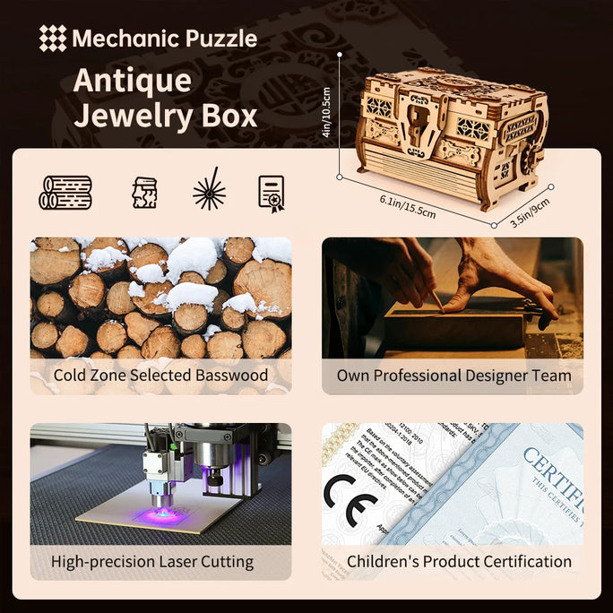 3D Wooden Jewelry Box Puzzle